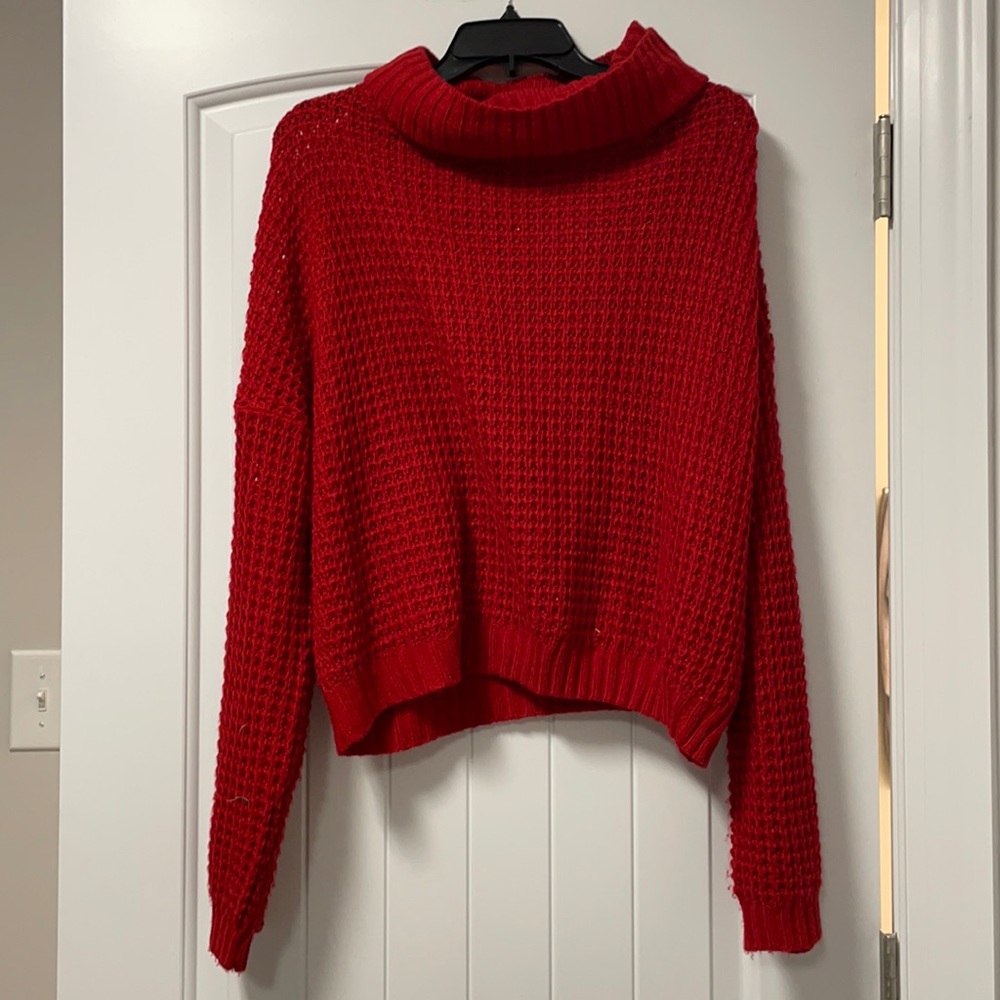 Pink lily waffle knit sweater